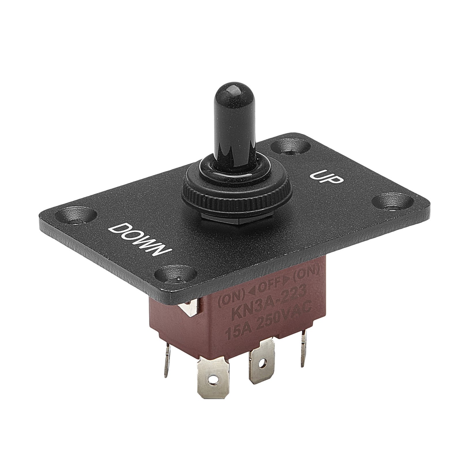 VEVOR Interruttore a Levetta, con Inversione di Polarità Momentanea a 6 Pin (ON)-Off-(ON) CC 12V/30A CA 250V/15A, con Pannello di Montaggio su e giù e Cappuccio Impermeabile per Auto