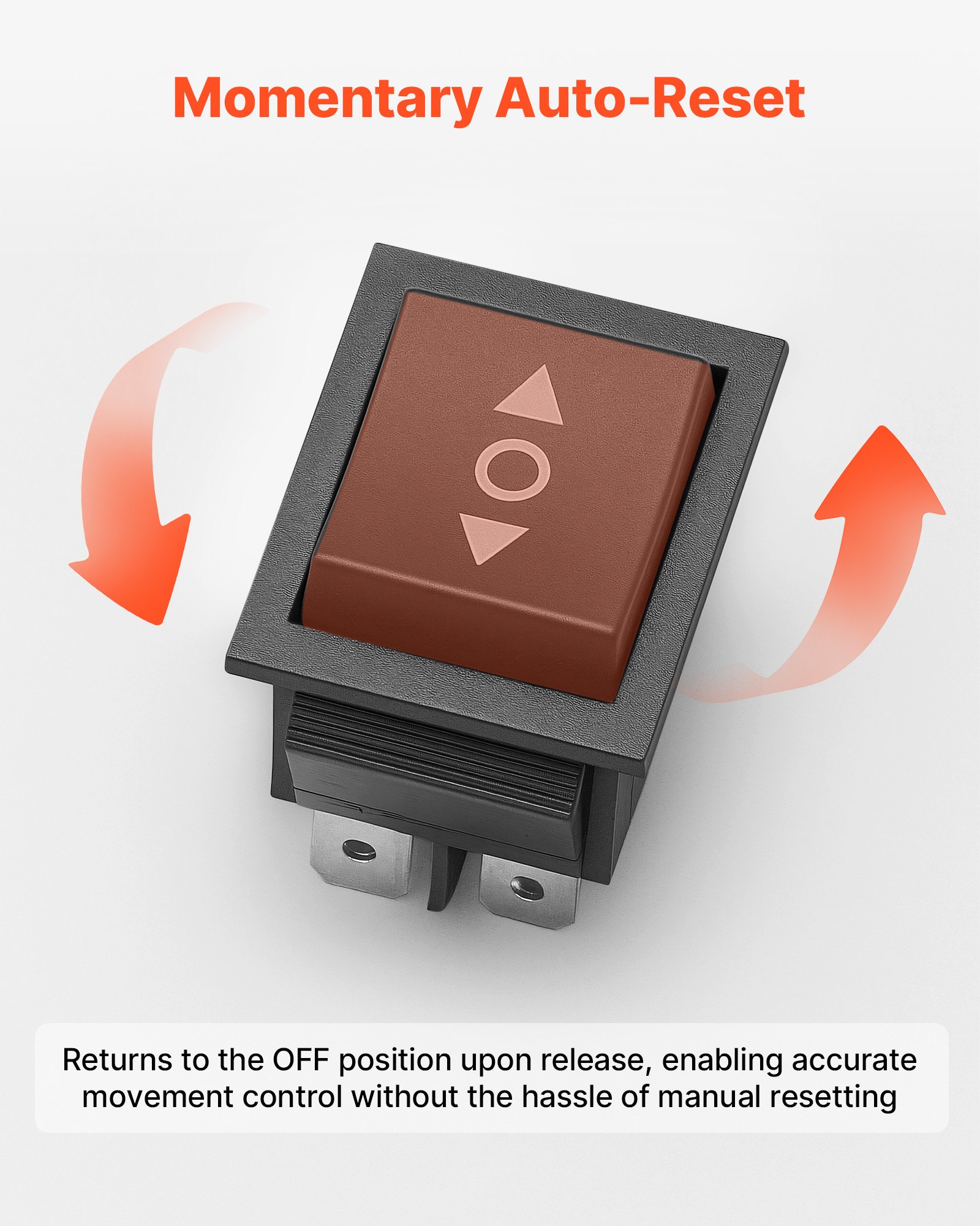 VEVOR Rocker Switch, 6 Pin Momentary DPDT Rocker Switch, 3-Position (ON)-Off-(ON) Polarity Reversing Switch AC 250V/16A 125V/ 20A for Auto Car Boat Household Appliances