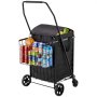 VEVOR Carrello della Spesa Pieghevole 54 x 52,5 x 100 cm con Due Cestini, Rivestimento Impermeabile e Ruote, Capacità di Carico 45,3 kg, per Spesa, Lavanderia, Campeggio, Generi Alimentari