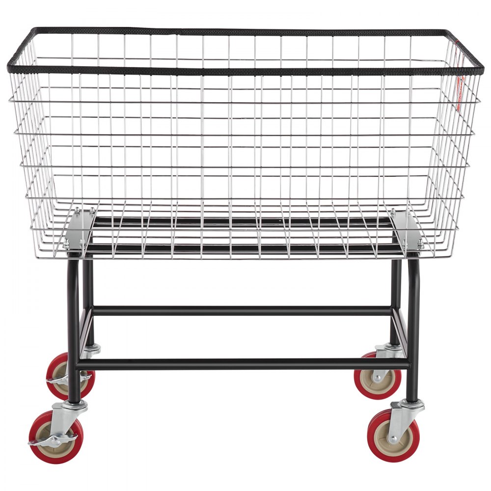 VEVOR Carrello portabiancheria in filo metallico con ruote, Carrello portabiancheria in filo metallico commerciale da 35''x15,7''x22'', Telaio in acciaio con finitura cromata