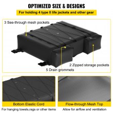 VEVOR T-Top Storage Bag da 25,2 x 20 x 6 Pollici con Sacco per la Spazzatura per Barche Portatile, T-Top Borsa Portaoggetti per 4 Giubbotti di Salvataggio di Tipo II, Borsa per Imbarcazioni, Bimini