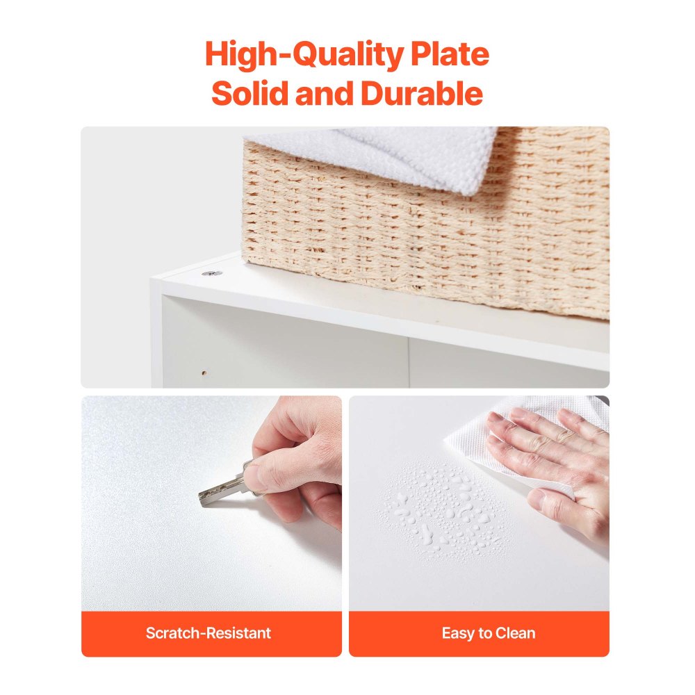 VEVOR Laundry Room Wall Cabinet, 2-Tier Wall Mounted Hanging Cabinet with Adjustable Shelf, Cupboard Storage with 2 Doors, for Bathroom, Kitchen, Laundry, 40.6 x 81.3 x 61 cm (D x W x H), White