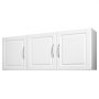 VEVOR Mobiletto Pensile per Lavanderia da 31,6 x 137,2 x 51,6 cm, Mobiletto Pensile a 2 Ripiani con Ripiano Regolabile, Armadietto Bagno Sospeso con 3 Ante, per Cucina, Bagno, Lavanderia, Bianco