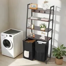 VEVOR Cesto Portabiancheria a 4 Ripiani, Cesto Portabiancheria con Ruote a 2 Scomparti, Separatore per Biancheria, Piano Portaoggetti, Ganci, Sacchetti in Tessuto Oxford 600D da Lavanderia, Bagno
