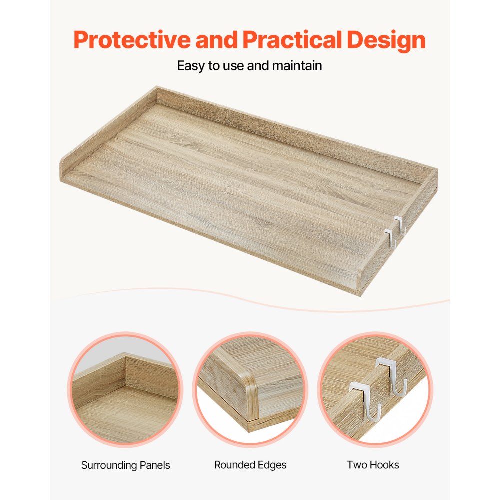 VEVOR Worktop for Washing Machine & Dryer, 1370 x 700 x 69 mm Wooden Worktop, Water-Repellent Washing Machine Cover with Anti-Slip Pads, for Storage, Oak Color