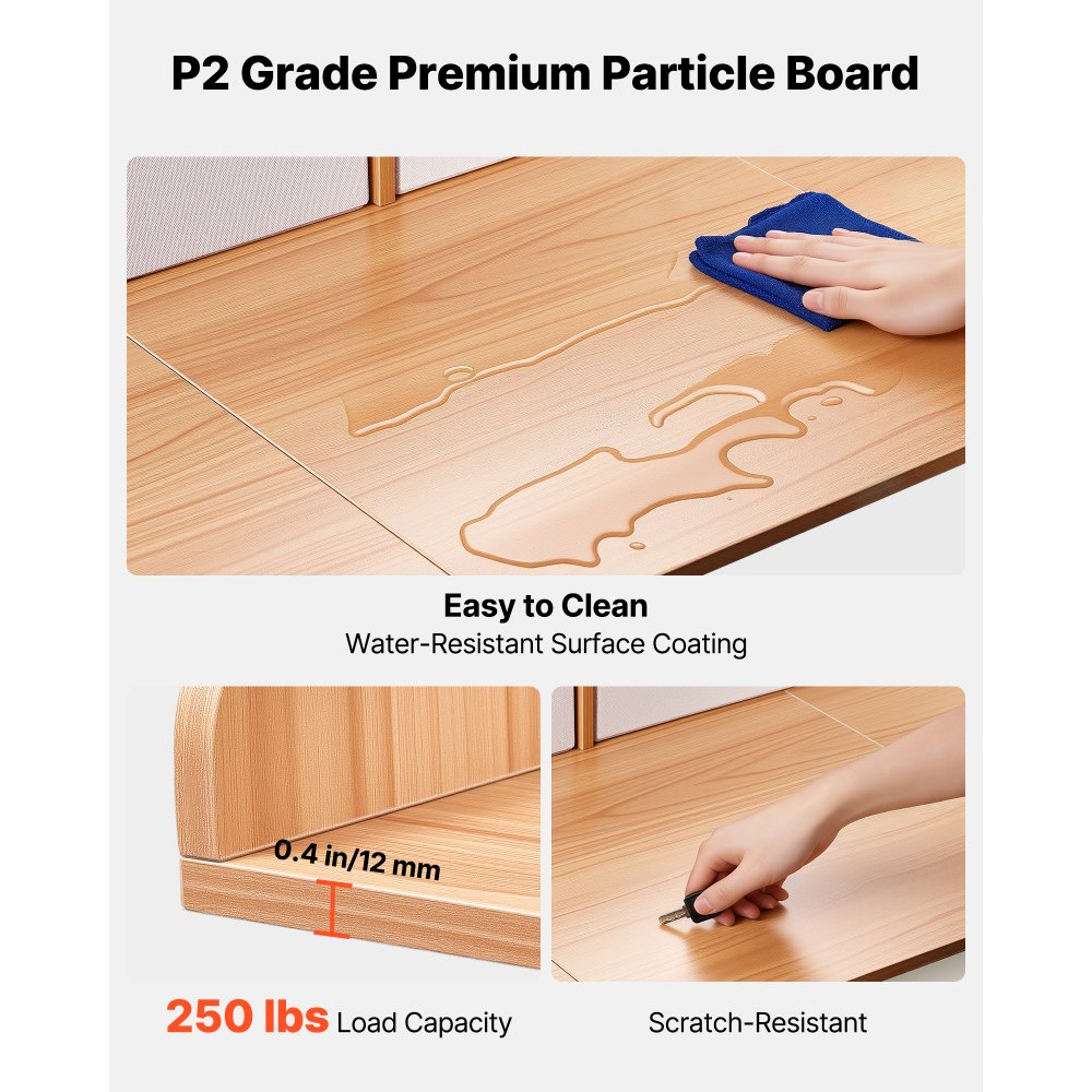 VEVOR Piano di Lavoro per Lavatrice e Asciugatrice con Ripiano 137 x 69,9 cm, Piano d'Appoggio con 2 Cassetti Integrati e 2 Ganci, Struttura in Legno per Zona Lavanderia con Ampia Superficie di Lavoro