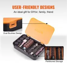 VEVOR Kit di Accessori per Utensili Rotanti Multiuso 357 Pezzi Accessori per Utensili Rotanti Multiuso con Valigetta Portatile 210x135x45mm, Set di Accessori per Intaglio Levigatura Taglio Lucidatura