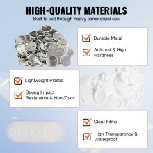 VEVOR Kit di Bottoni Badge Spille Personalizzate in Metallo Plastica Diametro 58mm 500 Pezzi Totale, Accessori di Badge Spille  500Pz, SOLO ACCESSORI SENZA MACCHINA