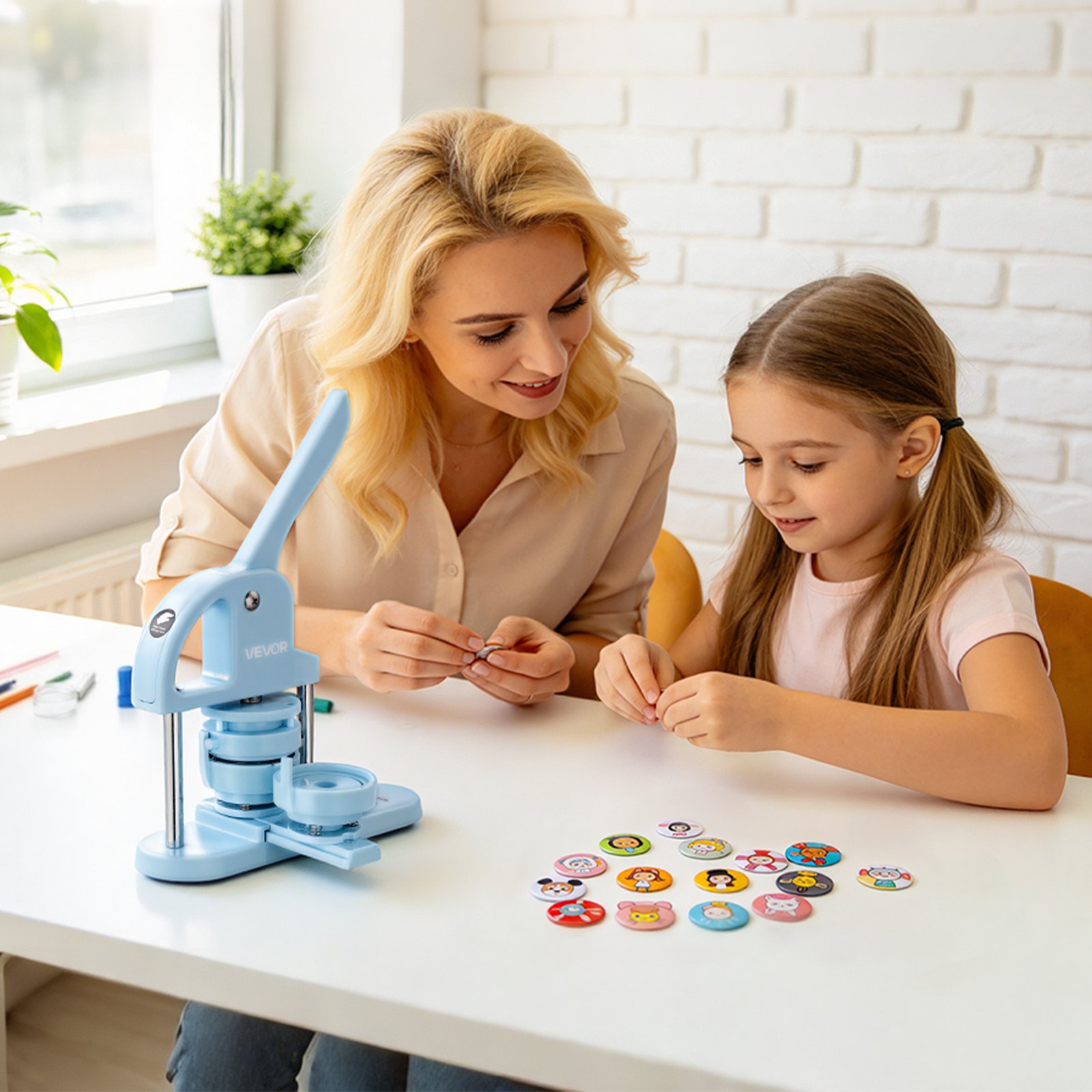 VEVOR Materiale di Consumo Creazione Bottoni 50 Set Magneti da 25 mm, Componenti per Bottoni con Retro Magnetico Gusci in Metallo Pellicole e Fogli Carta Circolare, per Fai Da Te Oggetti Decorativi