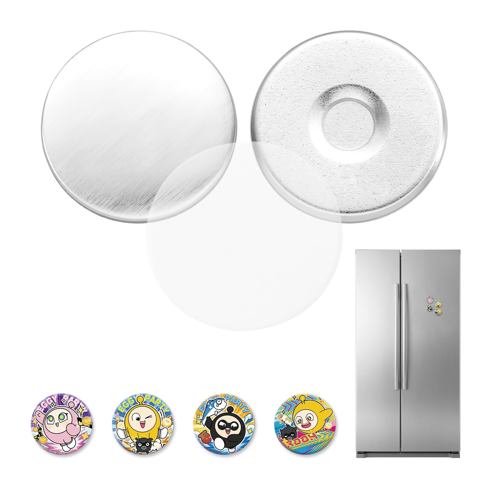 VEVOR Materiale di Consumo Creazione Bottoni 50 Set Magneti da 25 mm, Componenti per Bottoni con Retro Magnetico Gusci in Metallo Pellicole e Fogli Carta Circolare, per Fai Da Te Oggetti Decorativi