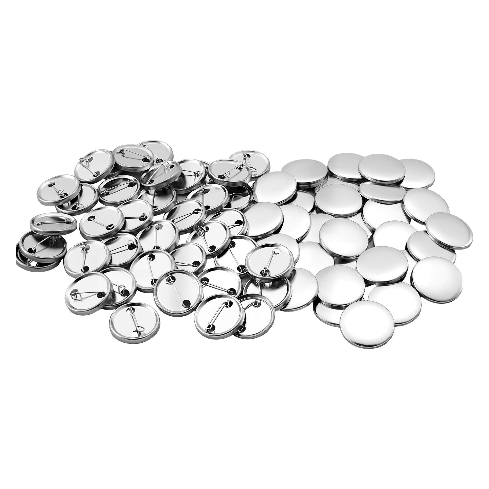 VEVOR 200 Set Componenti per Bottoni da 32 mm con Retro in Metallo, Materiale di Consumo con Gusci Pellicole Fogli di Carta Circolare Bianca, per Eventi Scolastici e Studi Artistici Personalizzazione