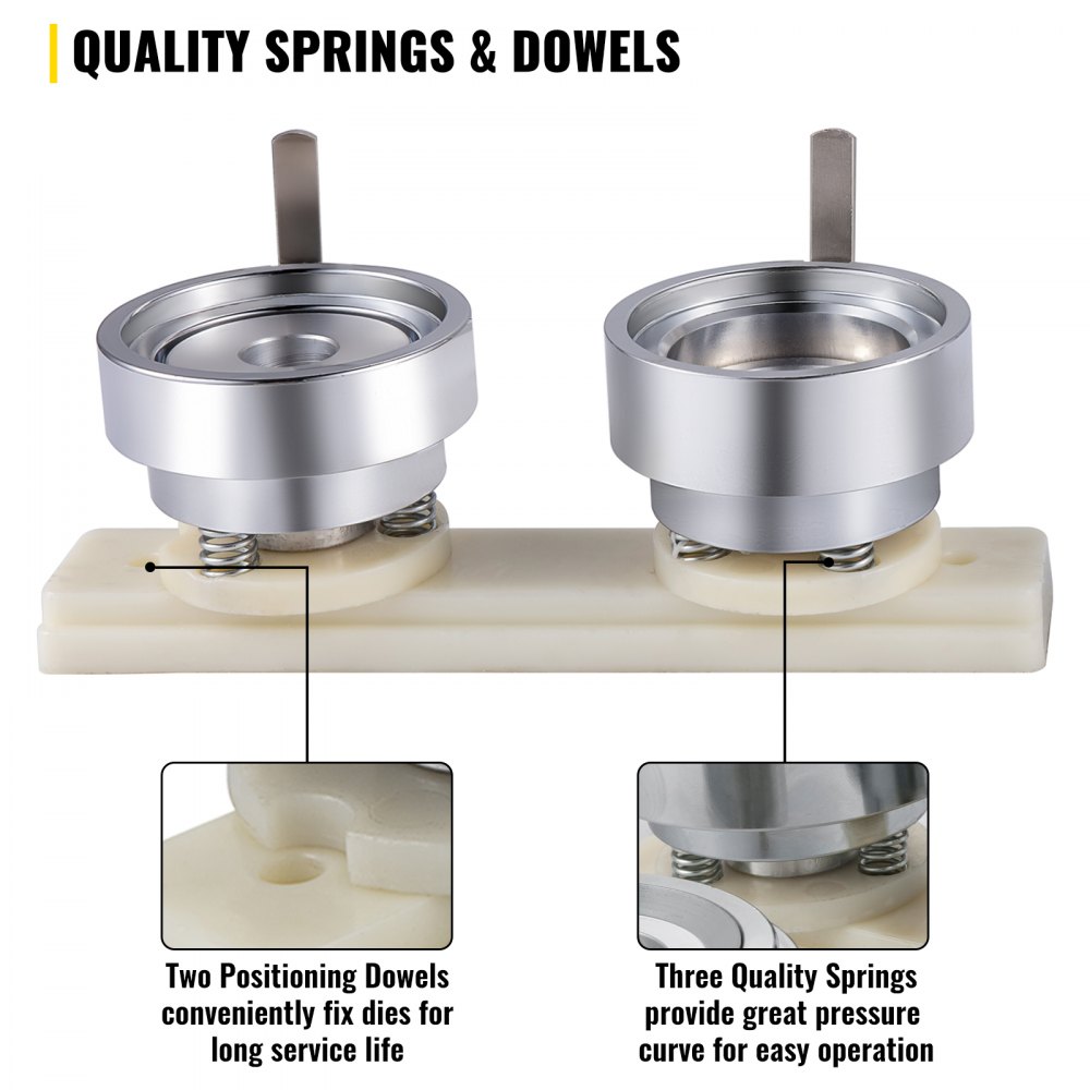 VEVOR Macchina per Bottoni macchina per spille con Bottone Rotondo 44mm Stampo per Punzonatura Badge per la realizzazione di badge Fai da te Articoli