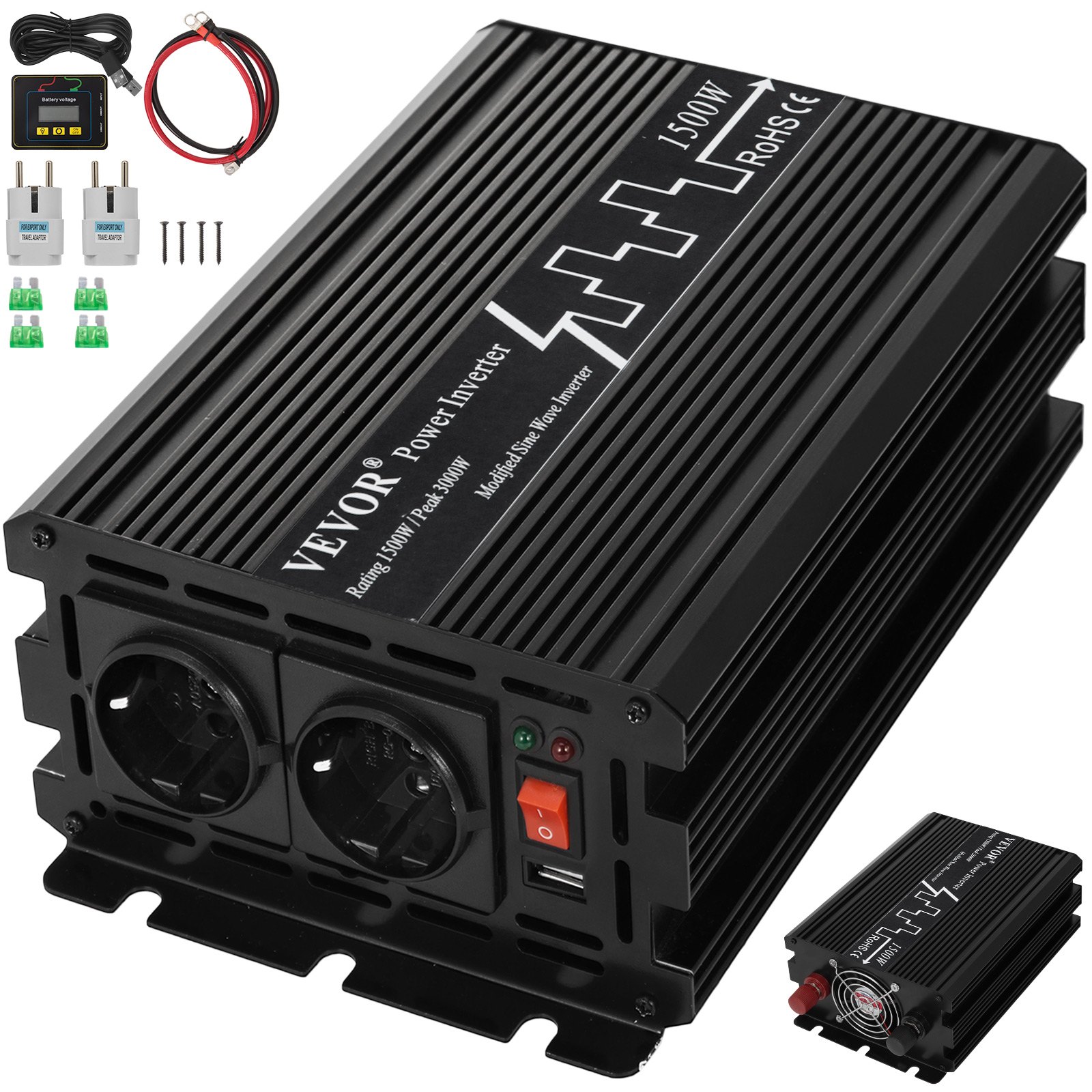 1500w Power Inverter 12v Dc To 230v Ac  modified Inverter Peak Power 3000w