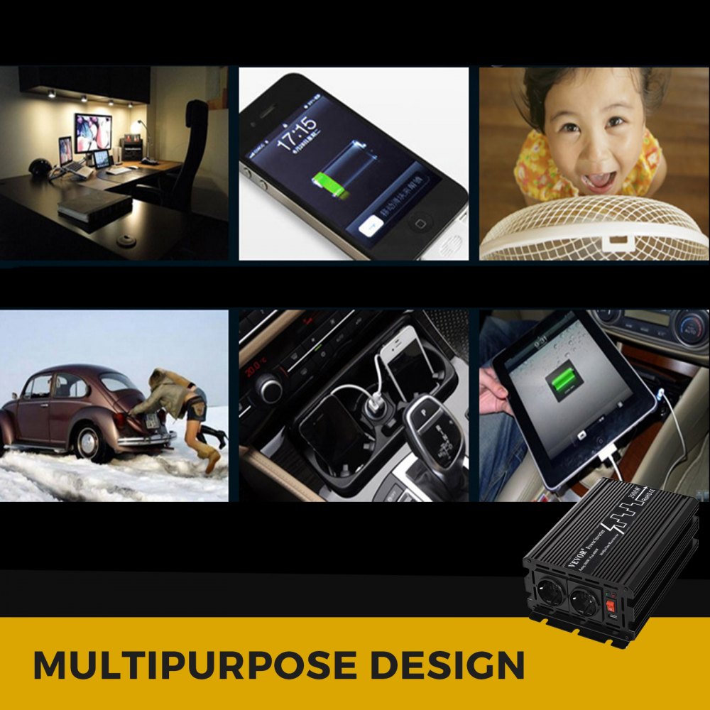 Inverter Di Potenza 2000w Per Auto Da 12v Dc A 230v Ac Potenza Di Picco 4000w