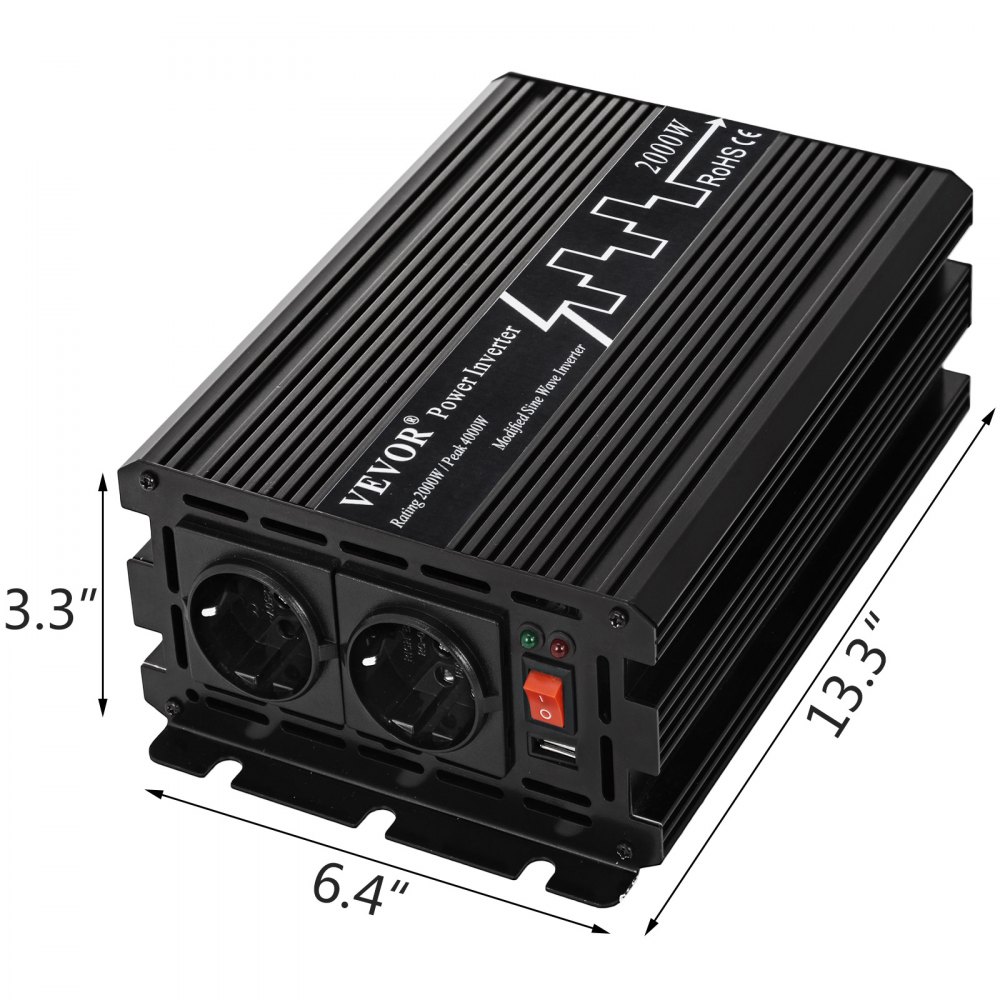 Inverter Di Potenza 2000w Per Auto Da 12v Dc A 230v Ac Potenza Di Picco 4000w