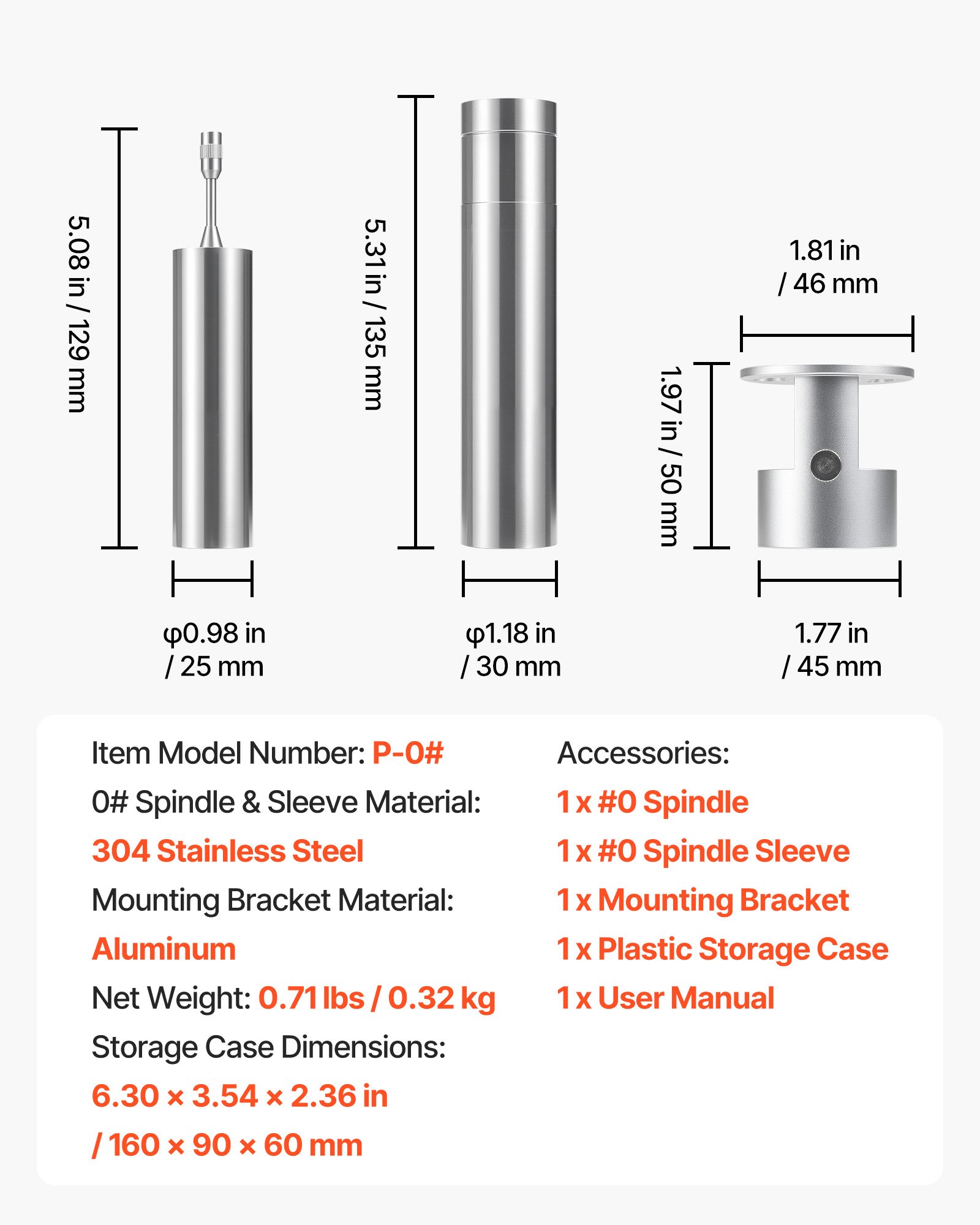 VEVOR Rotore per Viscosimetro Rotativo 0# 1-80 cP, Rotore 0# Acciaio Inox con Custodia, Accessori per Viscometri Digitali da Laboratorio NDJ-5S NDJ-8S SNB-2T e LVDV-2T, Liquidi Newton Bassa Viscosità