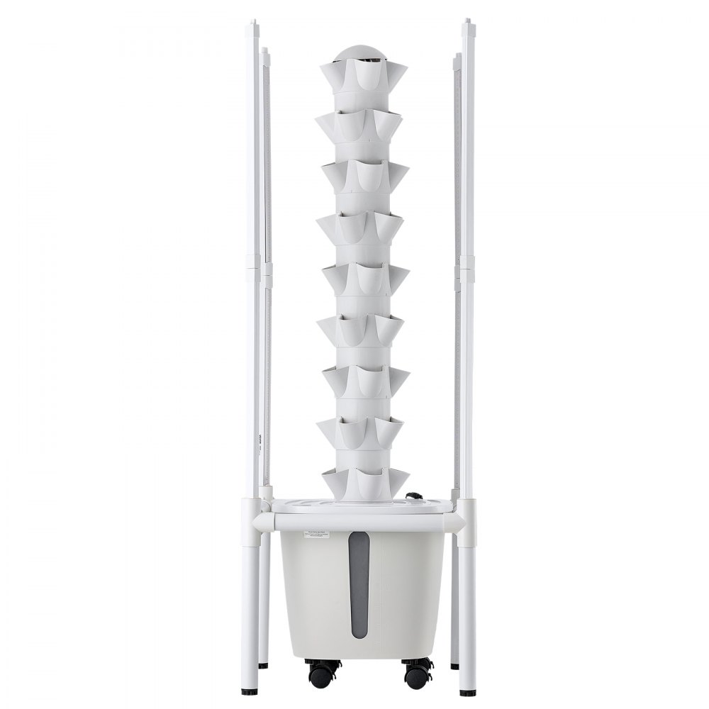 VEVOR Torre Idroponica a 9 Livelli con 45 Capsule, Lampada LED per Crescita, Controllo App e Ruote, Giardino Verticale per Coltivazione Idroponica da Interno con Serbatoio e Pompa, per Aromi Frutti