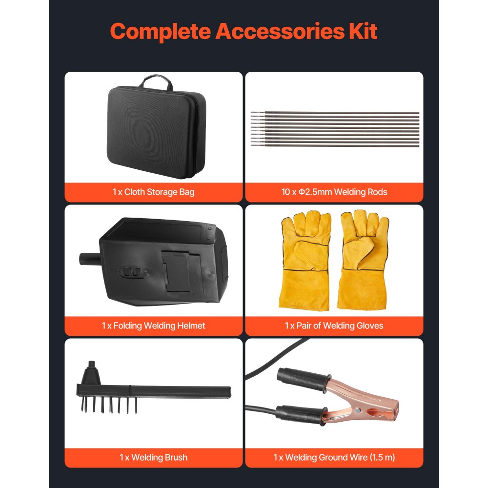 VEVOR Portable Handheld Welding Machine, 20 - 120A Portable ARC Welder with 5-Level Current Adjustment & IGBT Inverter, Handheld Stick Welder with Hot Start Function Fit for 1.6mm-3.2mm Welding Rods