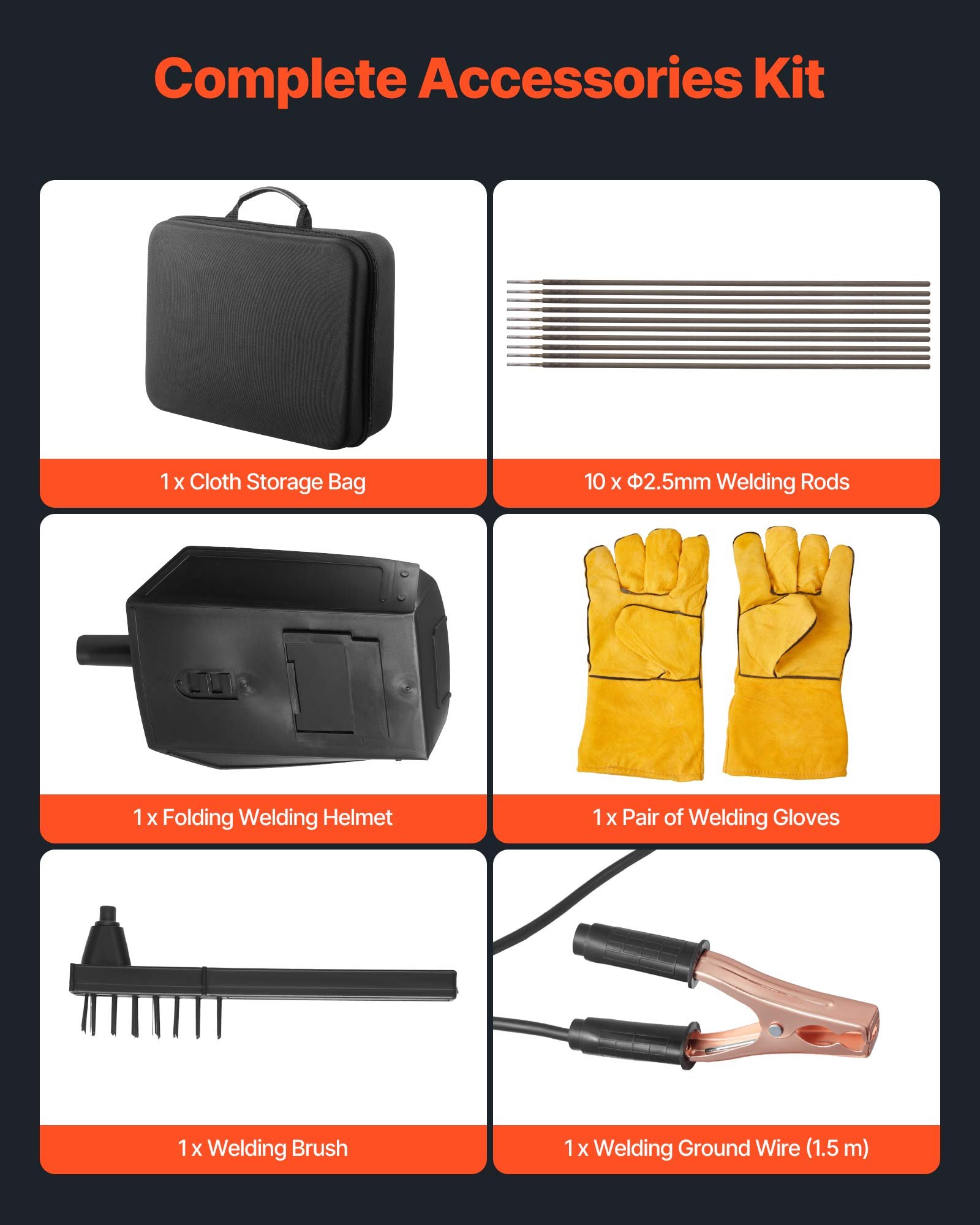 VEVOR Saldatrice ad Arco Portatile da 20 a 120 A con Regolazione della Corrente a 5 Livelli Inverter IGBT, Saldatrice a Elettrodo con Funzione di Avvio a Caldo, per Barre Saldatura da 1,6 mm a 3,2 mm