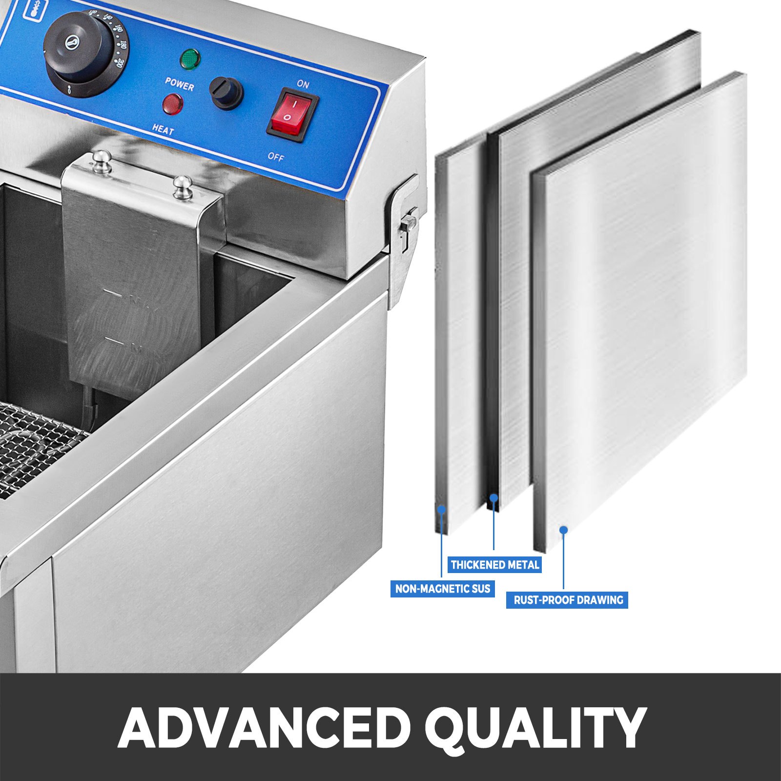 20L 8KW Friggitrice Elettrica Acciaio Inox Commerciali Ristoranti