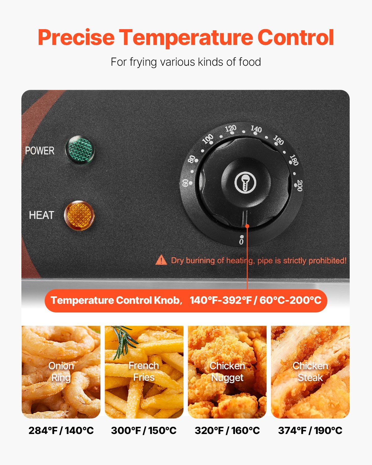 VEVOR Friggitrice Doppia Vasca Friggitrice Commerciale Potenza Totale da 5000 W, Doppio Controllo della Temperatura Regolabile in Acciaio Inossidabile per Uso Alimentare per Patatine Fritte