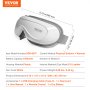 VEVOR Massaggiatore per Gli Occhi, Pieghevole a 180° Maschera per Massaggio degli Occhi Riscaldata, con 5 Modalità, Musica Bluetooth, con Calore e Telecomando, per Affaticamento degli Occhi, Bianco