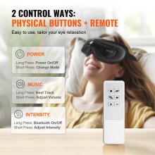 VEVOR Massaggiatore per Gli Occhi, Pieghevole a 180° Maschera per Massaggio degli Occhi Riscaldata, con 5 Modalità, Musica Bluetooth, con Calore e Telecomando, per Affaticamento degli Occhi, Nero
