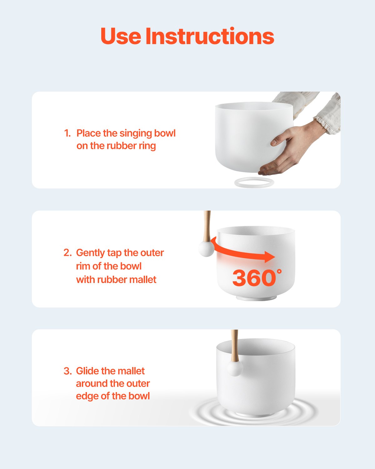 VEVOR Crystal Singing Bowl, 203 mm Large F-Note Root Chakra Singing Bowl, Matte Quartz Singing Bowl with Rubber Mallet and O-Ring, Perfect for Meditation, Yoga, Sound Baths, Sound Healing