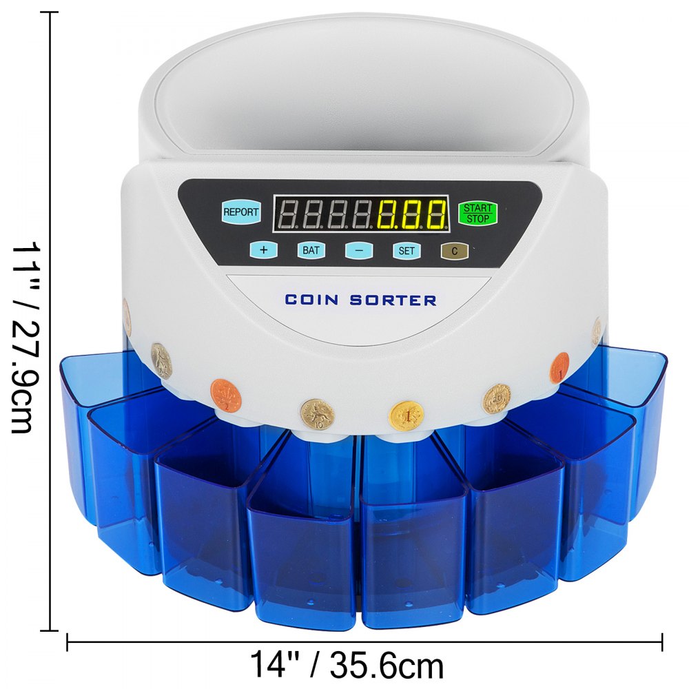 Vevor Macchina Per Il Conteggio Delle Monete 45w 300-500 Monete Schermo Lcd