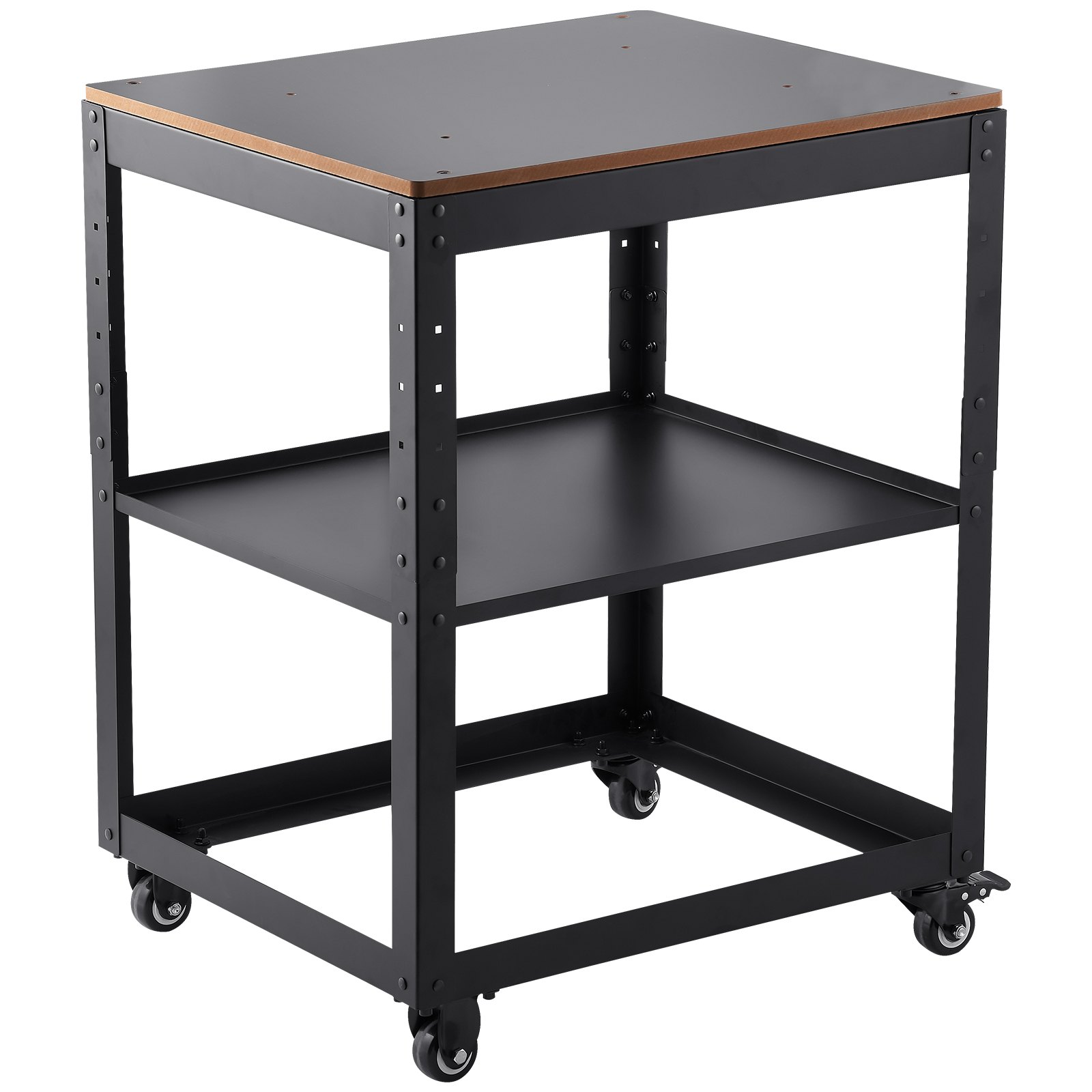 VEVOR Supporto per Pialla a Filo Spessore di Legno Capacità Carico Max. 45kg 4 Ruote, Supporto con Ripiano di Lavoro 3 Livelli 4 Rotelle per Pialla a Spessore Utensili di Falegname da Garage Officina