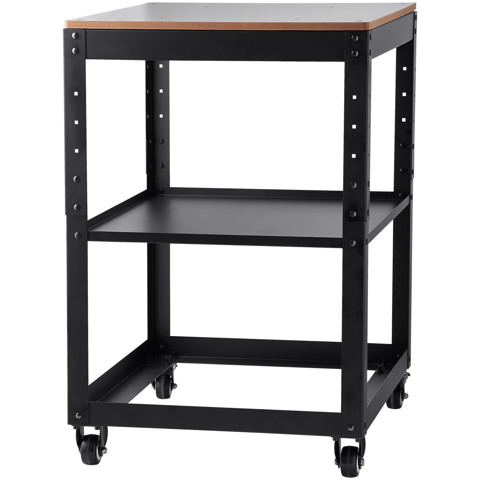 VEVOR Supporto per Pialla a Filo Spessore di Legno Capacità Carico Max. 45kg 4 Ruote, Supporto con Ripiano di Lavoro 3 Livelli 4 Rotelle per Pialla a Spessore Utensili di Falegname da Garage Officina