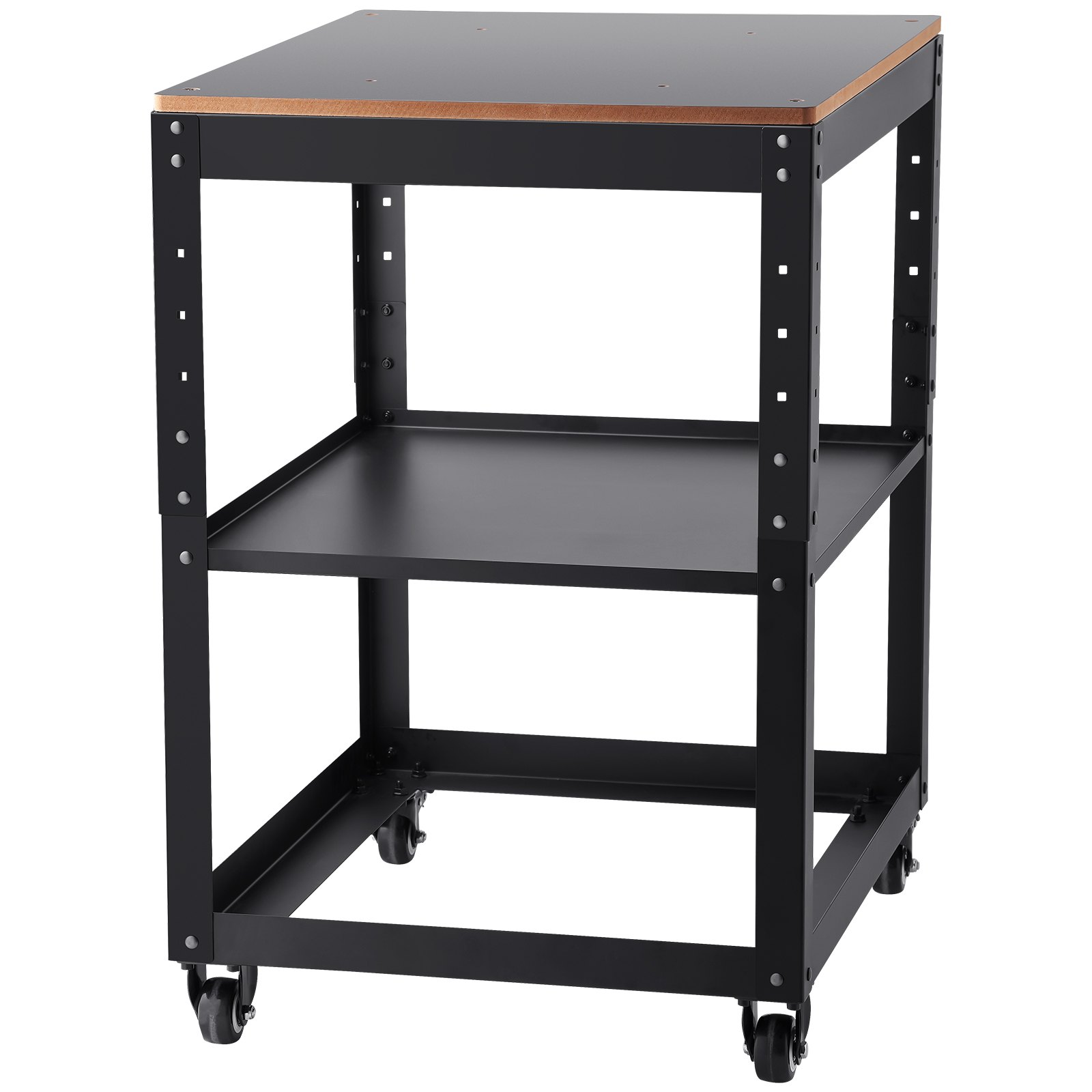 VEVOR Supporto per Pialla a Filo Spessore di Legno Capacità Carico Max. 45kg 4 Ruote, Supporto con Ripiano di Lavoro 3 Livelli 4 Rotelle per Pialla a Spessore Utensili di Falegname da Garage Officina