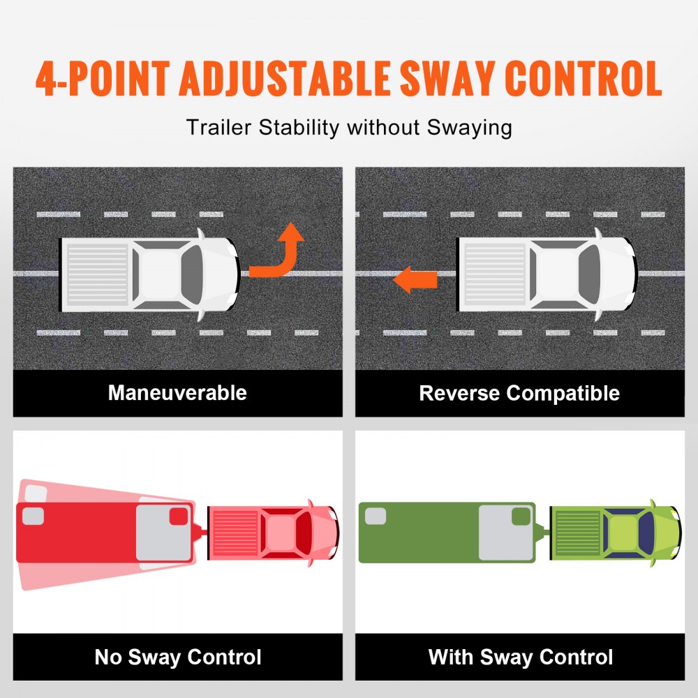 VEVOR trailer hitch 680 kg, towing device, load distribution coupling with 50 mm shaft, 58.7 mm ball, trailer stability control for load leveling, black powder-coated