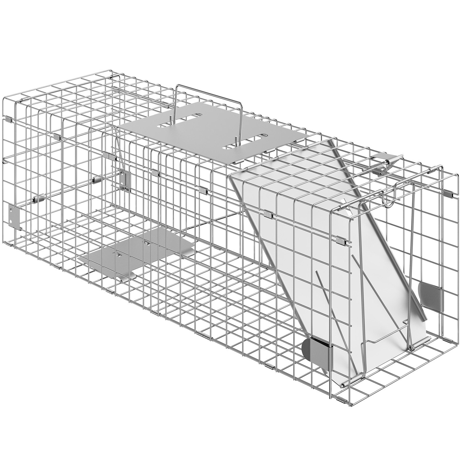 VEVOR Trappola Cattura Gabbia per Animali Piccoli in Ferro Zincato Dimensioni 610 x 203 x 203 mm, Gabbia Trappola per Animali Trappola Pieghevole Portatile, Trappola a Gabbietta per Cattura