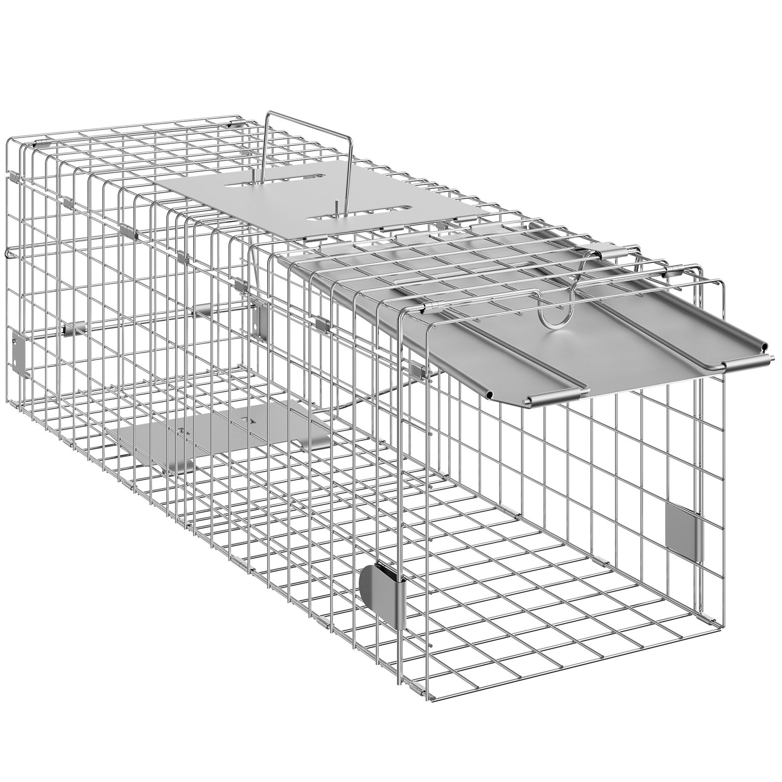 VEVOR Trappola Cattura Gabbia per Animali Piccoli in Ferro Zincato Dimensioni 610 x 203 x 203 mm, Gabbia Trappola per Animali Trappola Pieghevole Portatile, Trappola a Gabbietta per Cattura
