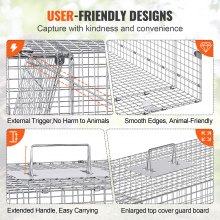 VEVOR Trappola per Gatti per Animali Vivi 1270 x 508 x 660 mm per Cani Randagi