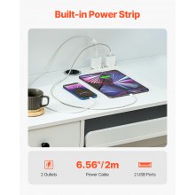 VEVOR Bancone Reception Rettangolare 120 cm Tavolo da Banco con Luce LED Bianco