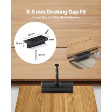 VEVOR Fissaggio Invisibile per Assi di Pavimentazione in Composito, 500 pezzi, Clip a T Fissaggi Nascosti in Plastica PP con Viti Metalliche, Compatibili con Assi di Spazio 5,5 mm Altezza 7 mm