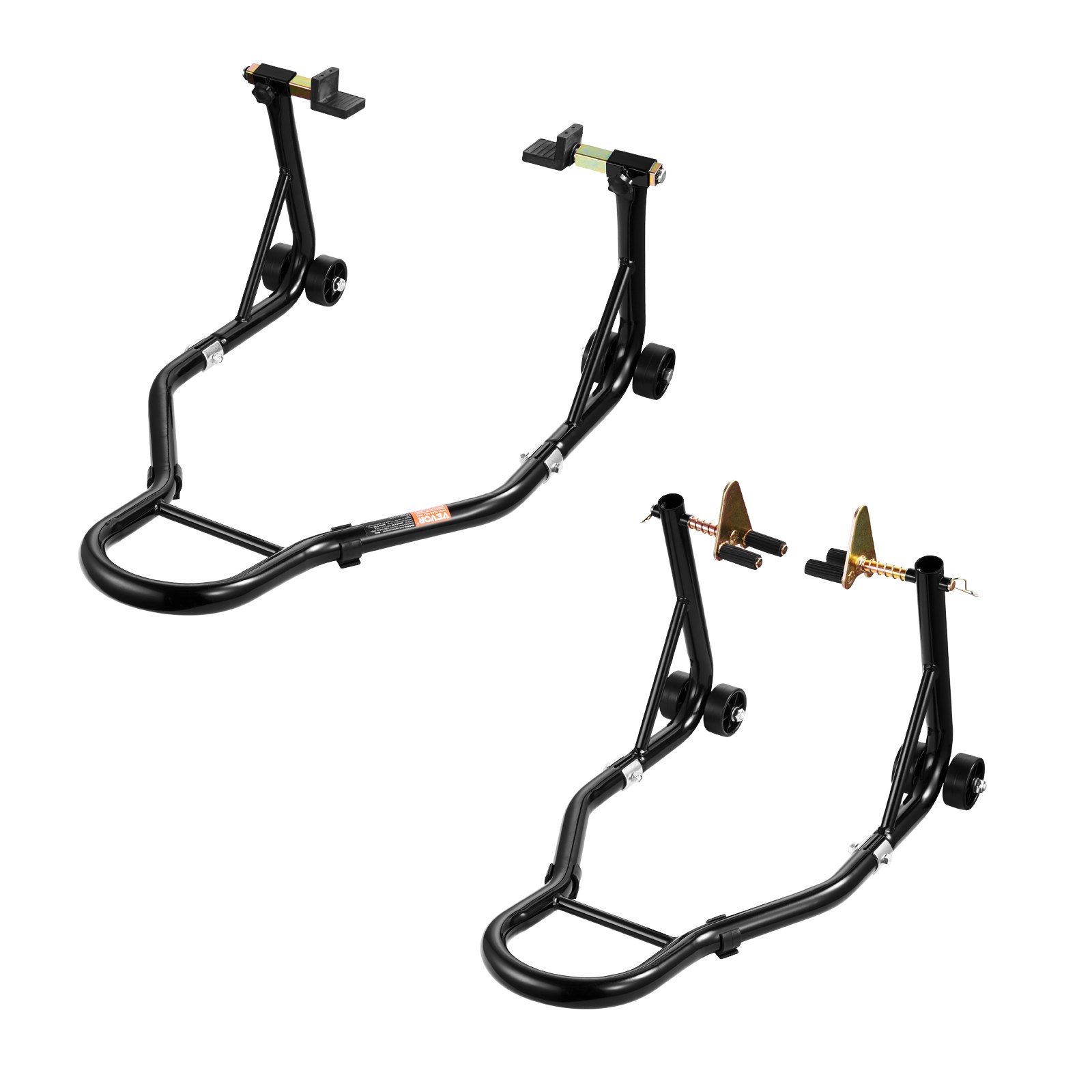 VEVOR Motorcycle Stand Lift, Front and Rear Mounting Stand, 50 kg Load Capacity Front Double Fork Stand, Rear U+L Fork Swingarm Coil Stand, Motorcycle Lift for Most Motorcycles