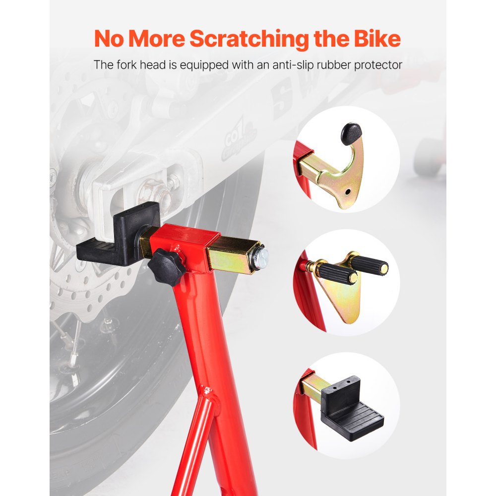 VEVOR Motorcycle Stand Lift (385 kg load capacity) Front and Rear Double Fork Stand, Rear U+L Fork Swingarm Coil Stand, for most motorcycles from Yamaha Honda Kawasaki Suzuki, red