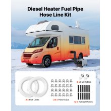 VEVOR Kit Tubo Carburante per Riscaldatore Diesel Lunghezza 5 m, Attrezzi per Parte di Ricambio per Riscaldatore da Parcheggio da 2 kW, 5 kW e 8 kW, Tubi, Filtri, Clip, Utensili Riscaldatori Auto
