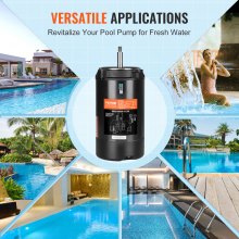 VEVOR Motore per Pompa per Piscina 0,75 HP 56J, 115 V (8 A)/230 V (4 A) 3450 Giri/min, Condensatore 80 µF/250 V, Motore Sostitutivo a Flangia Rotonda Rotante in Senso Antiorario per Piscine