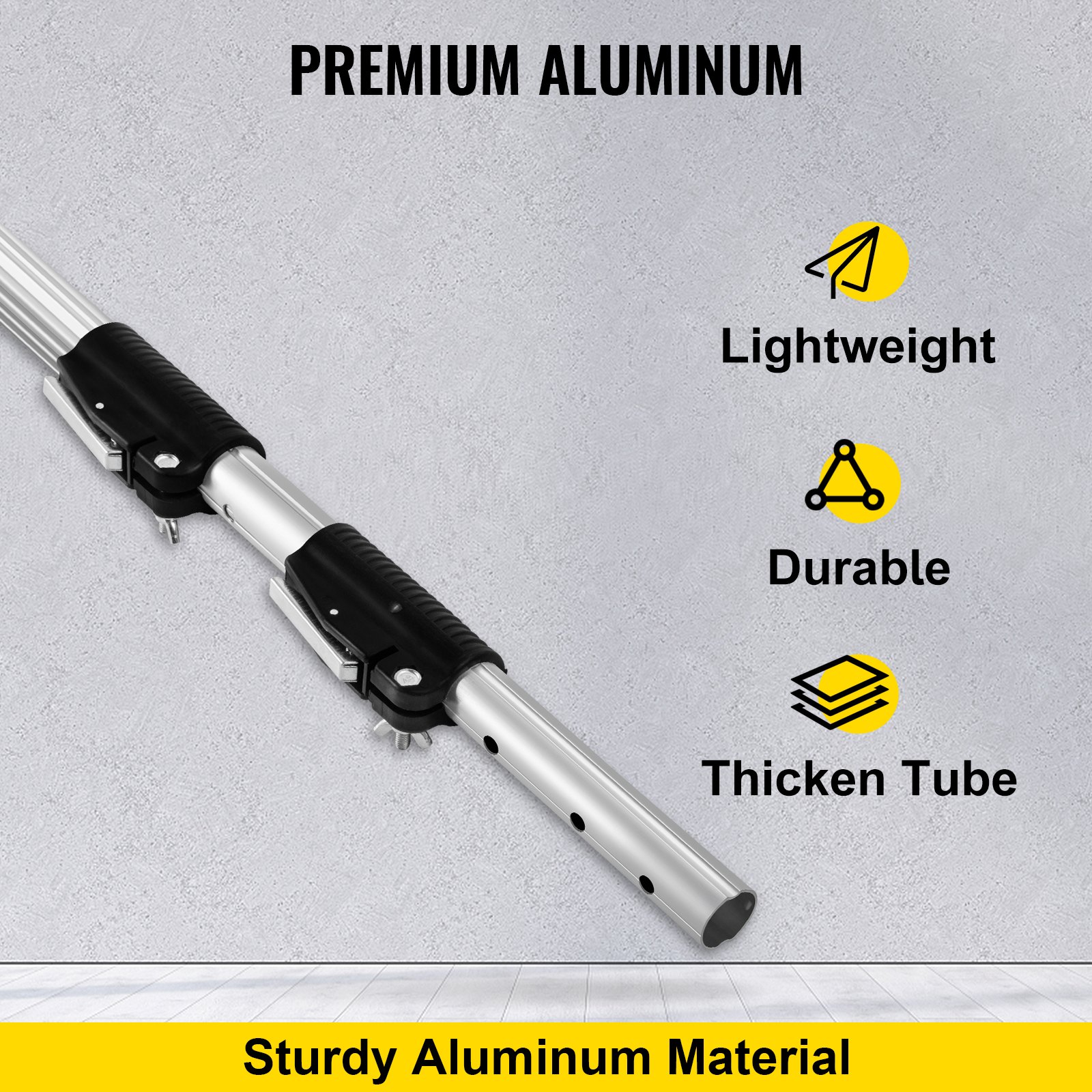 VEVOR Tubo Asta Prolunga in Alluminio da 20 Piedi / 6 m, Asta Estensione Regolabile Compatibile con Lavavetri, Rullo per Vernice, Spolverino, Detergente per Ventole, Manico Telescopico Asta Argento