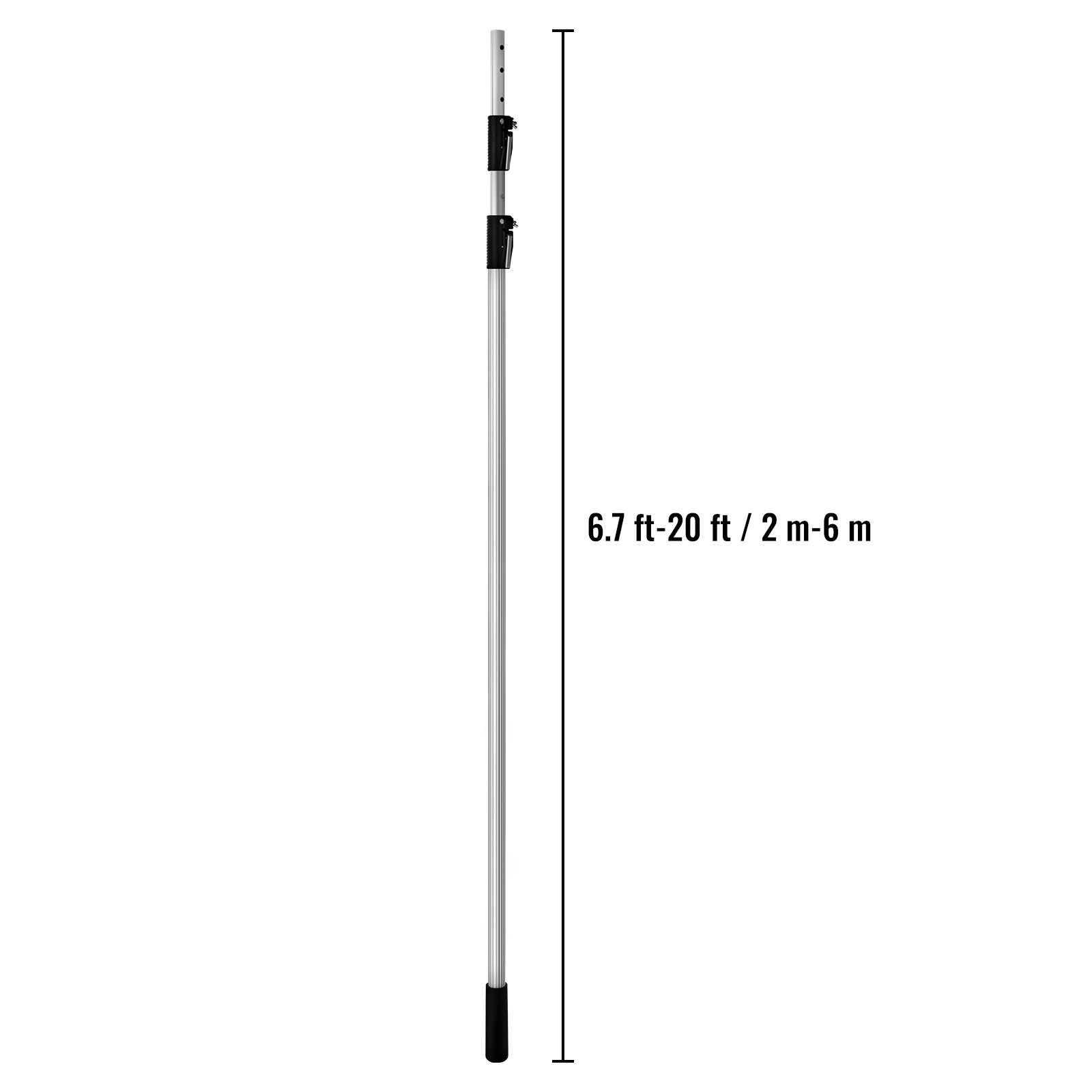 VEVOR Tubo Asta Prolunga in Alluminio da 20 Piedi / 6 m, Asta Estensione Regolabile Compatibile con Lavavetri, Rullo per Vernice, Spolverino, Detergente per Ventole, Manico Telescopico Asta Argento