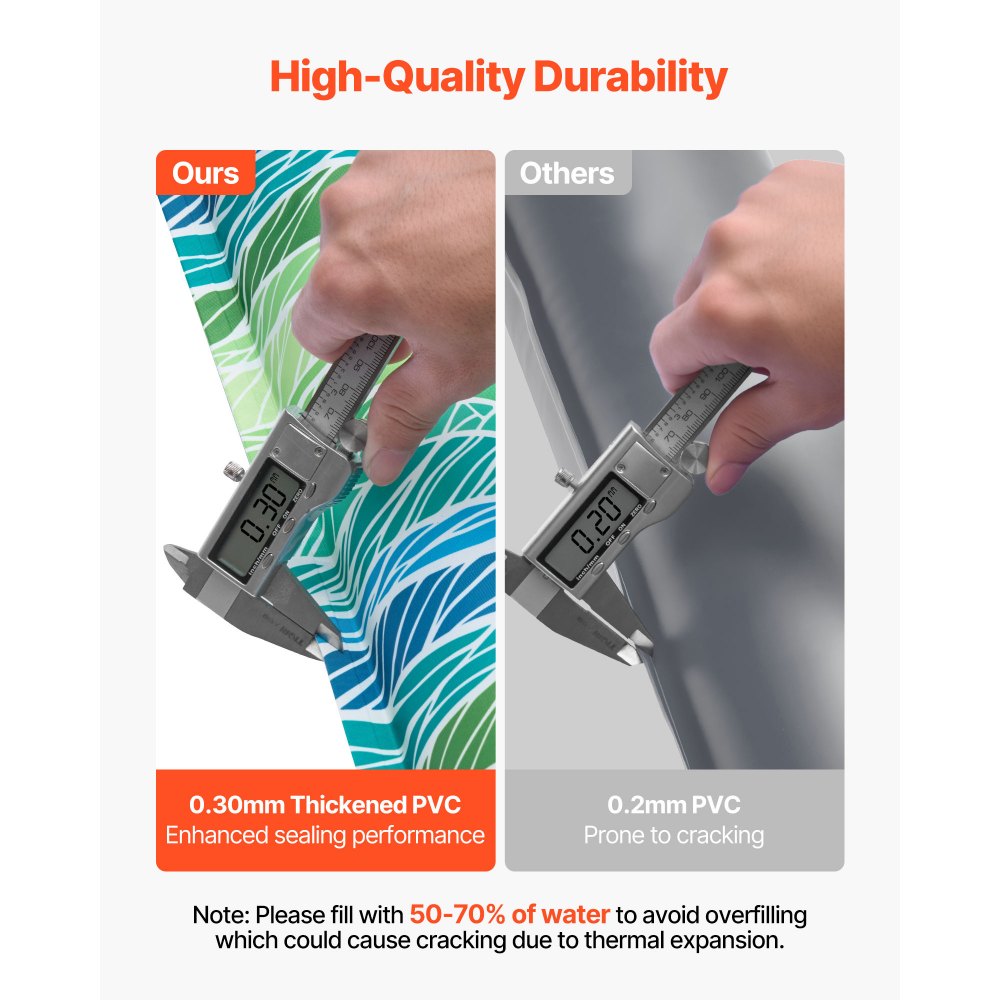 VEVOR Pool Cover Water Bags, 5 Packs 2400mm, Double Chamber Pool Cover Water Tubes with Reflective Strips, 0.3mm Thick PVC Bags Weights with Leakproof Screw Cap, for Winter Swimming-Pool Covers