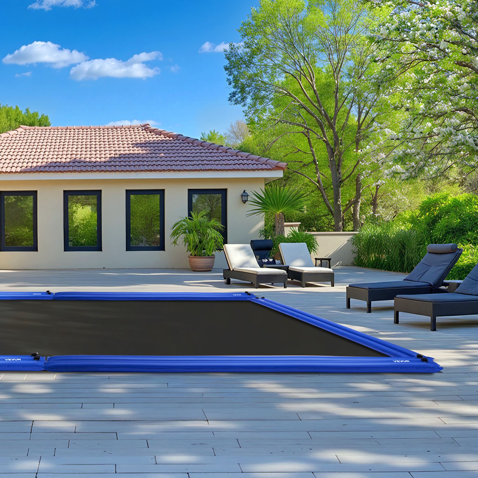 VEVOR Sacca di Zavorra per Telo Copertura Piscina, Confezione da 12 pezzi, 3000 x 300 mm, Tubolari in PVC per Protezione Copertura Invernale per Piscina Interrata, Camera Doppia, Blu