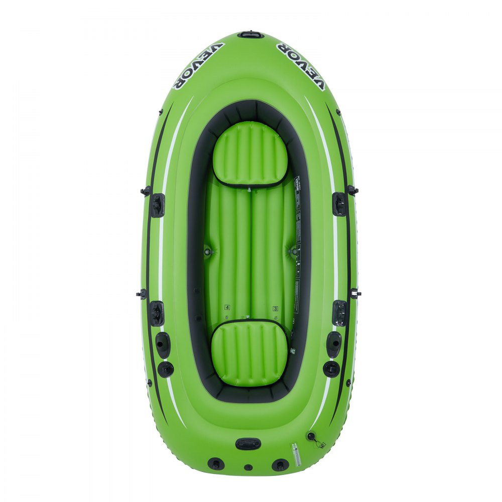 VEVOR Barca Gonfiabile, 4 Persone, Kayak per Zattera da Barca Portatile in PVC Resistente, Remi in Alluminio da 45,6", Pompa ad Alto rendimento, 2 Sedili, Capacità di 1100 libbre