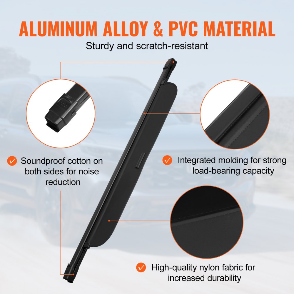 VEVOR Retractable Cargo Cover, Waterproof Trunk Cover, Safety Protection for Honda CRV 2023-2025 5-Seater, UV-Resistant Trunk Cover Made of Aluminum Alloy & PVC Leather Structure