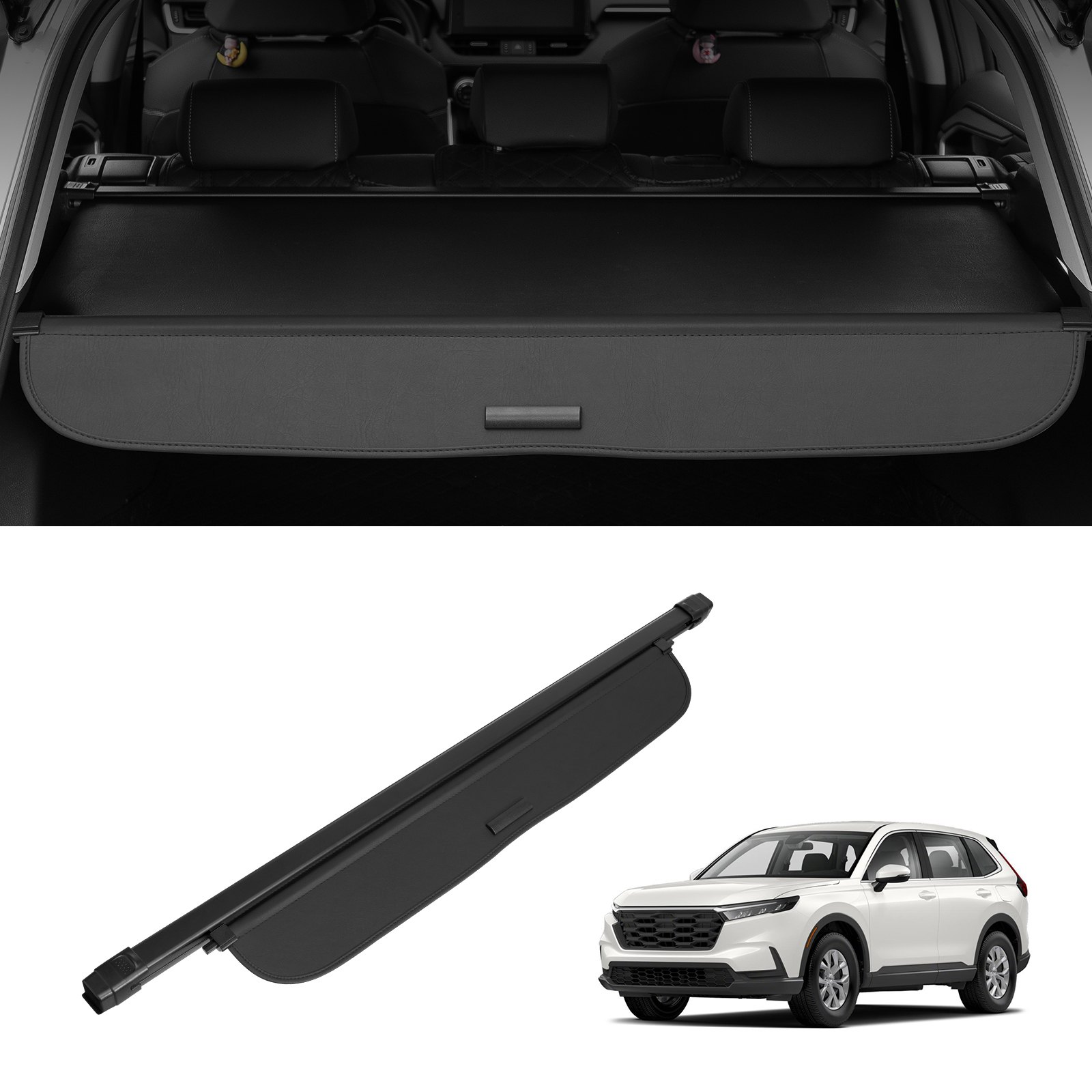 VEVOR Retractable Cargo Cover, Waterproof Trunk Cover, Safety Protection for Honda CRV 2023-2025 5-Seater, UV-Resistant Trunk Cover Made of Aluminum Alloy & PVC Leather Structure