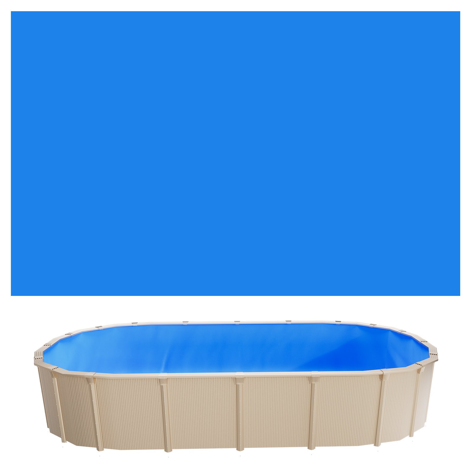 VEVOR Liner per Piscina Ovale 375 x 610 cm con Bordo a Incastro, Rivestimento Interno in Vinile Spesso per Piscina Fuori Terra, Altezza Parete 120 cm, Installazione Facile con Toppe di Riparazione